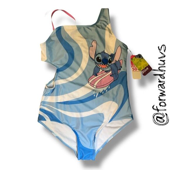 Disney Lilo & Stitch Big Girls UPF 50+ One Piece Bathing Suit Size 14/16 - Picture 6 of 11